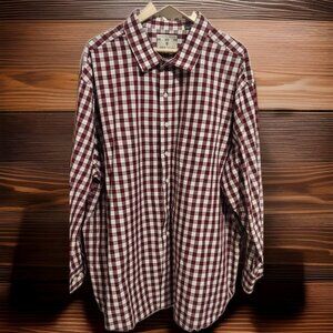 Oak Hill Shirt Men's 3XL Maroon Plaid Wrinkle‎ Free Button Up Cool and Dry